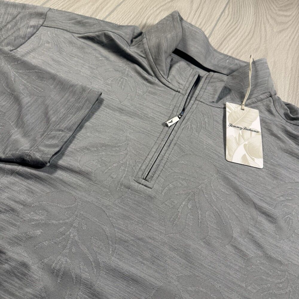 Tommy Bahama Island Zone 1/4 Zip Pullover Men’s 2XLB Gray Jacquard Print NEW